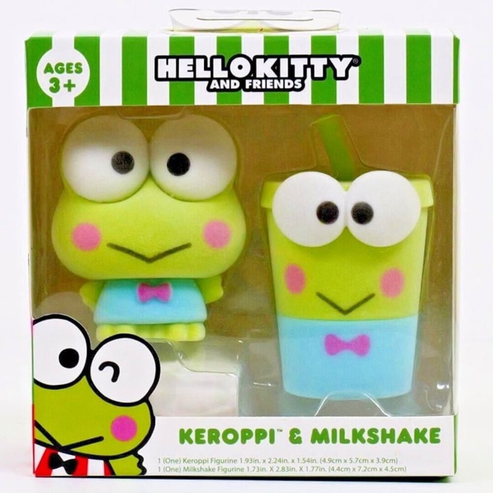 Sanrio Hello Kitty and Friends Figurines - Keroppi & Milkshake Flocked Figure
